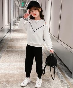 （子供）その他 | Tシャツ 長袖 肩開き おしゃれ 洋服 長ズボン オフショルダー 運動着 可愛い 女の子 子供服 セットアップ ジュニア キッズ?