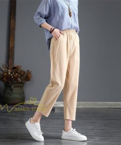 チノ・テーパード・ジョガー・スキニーパン | パンツ テーパードパンツ レディース 無地 9分丈 秋 リネン混 着痩せ シンプル 可愛い ウエストゴム カジュアル ワイドパンツ ゆったり OL ビジネス きれいめ