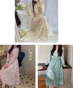ワンピース | ウエストシャーリング花柄ロングワンピース