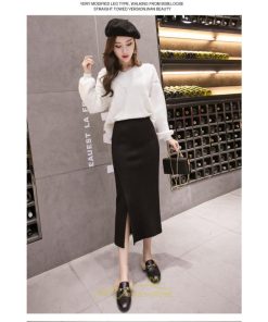 スカート | レディース ロング丈 ミモレ丈 冬 秋 暖か ボトムス ハイウエスト 美ライン スリット セクシー ニット イベント お出かけ デート お呼ばれ お食事会