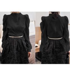 在庫ある | 短納期シフォンブラウスレディース パフスリーブシャツ ビジネスブラウストップス オフィスフォーマルシャツブラウス 薄手 春夏秋衣装 通学通勤 着痩せ 無地 OL