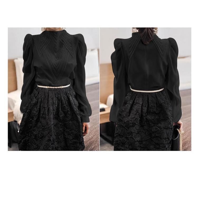 在庫ある | 短納期シフォンブラウスレディース パフスリーブシャツ ビジネスブラウストップス オフィスフォーマルシャツブラウス 薄手 春夏秋衣装 通学通勤 着痩せ 無地 OL