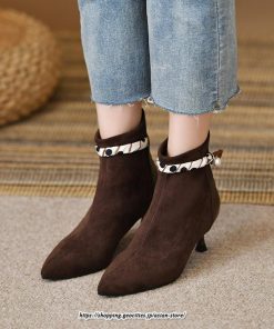 ブーツ | ブーティ ショート レディース ピンヒール 痛くない ファスナー 疲れない 歩きやすい 暖かい 秋冬 飾り 外出 お出かけ デート 女子会 二次会