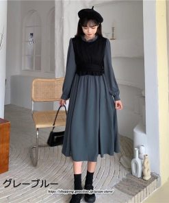 マキシ | ワンピース レディース おしゃれ ロングワンピ 40代 50代 膝丈ワンピース 秋服 大人可愛い 韓国風 着痩せ 通勤