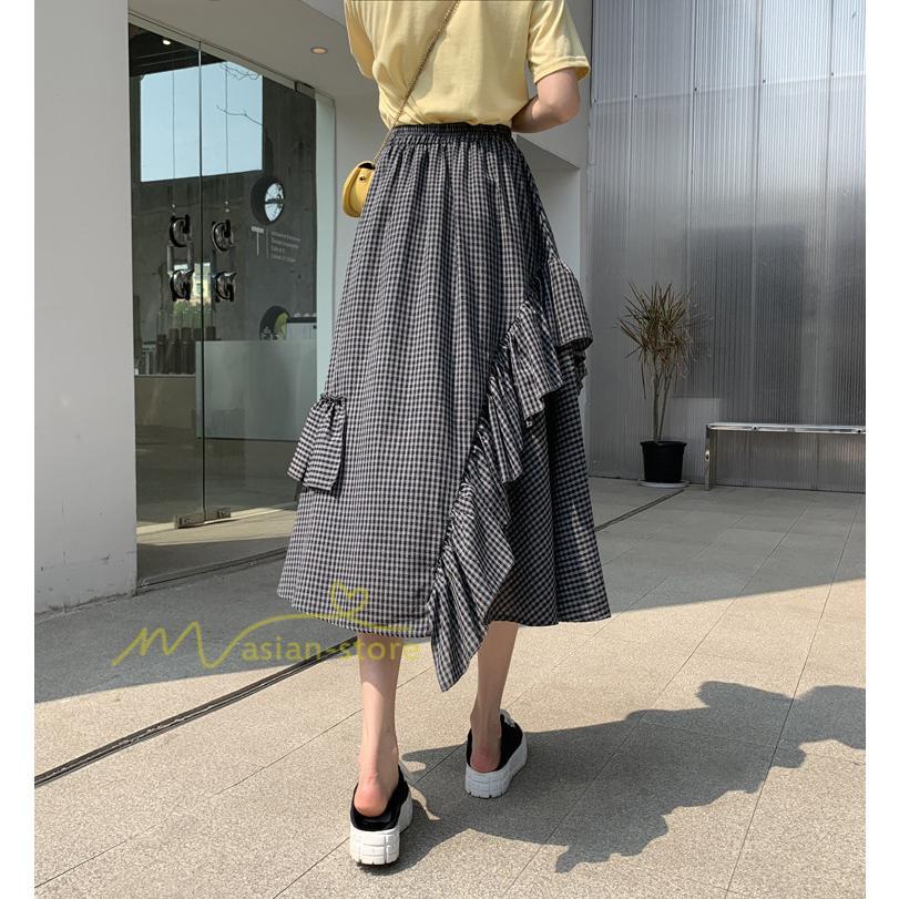 スカート | プリーツロング 春 夏 秋 マキシ 大きいサイズ フレアマキシプリーツ チェック柄 通勤通学 20代30代40代 不規則 フレア