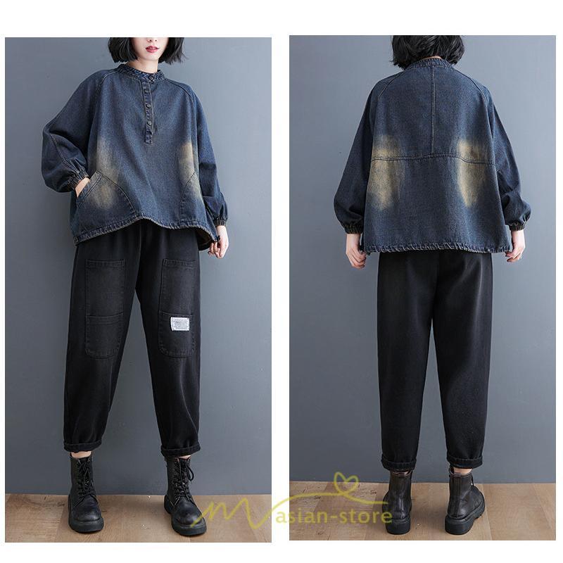 パーカー | デニム デニムレディース プルオーバー フード トレーナー チュニック ワンピース マタニティ 秋 冬 デニムワンピース 大きいサイズ