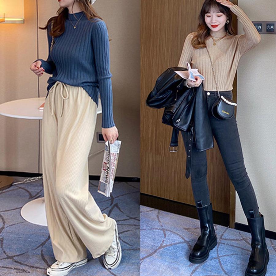 ニット・セーター | リブニットトップス プチハイネック