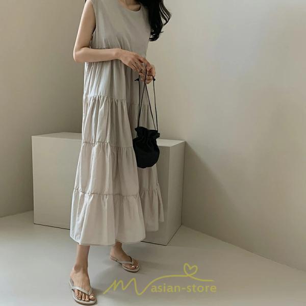 マキシ | 夏ワンピース ロングワンピース シフォンワンピース レディース ワンピ 体型カバー 50代 40代 30代 20代 可愛い 夏 春 大人 ノースリーブ 無地 涼しい