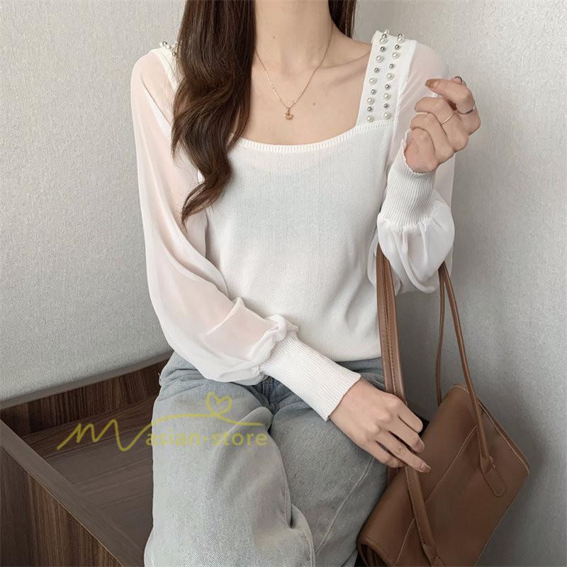 tシャツ・カットソー | カットソー トップス レディース ロンT Tシャツ 春 長袖 おしゃれ シフォンシャツ エレガント 20代30代40代 カジュアル お出かけ 着回し 通勤通学 ファッション