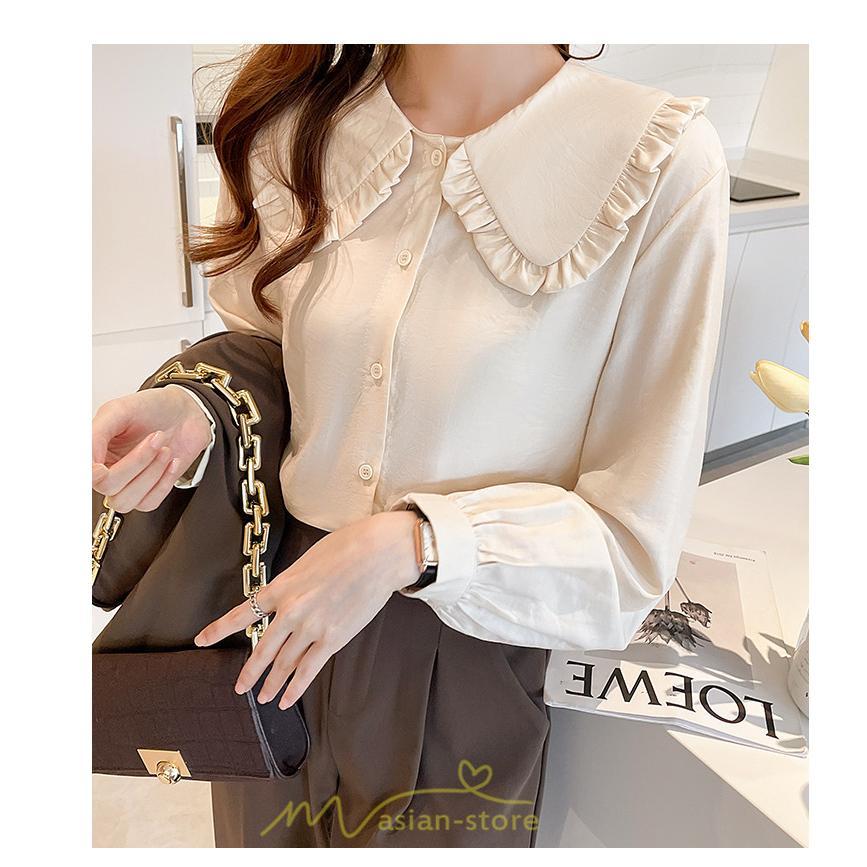 シャツ・ブラウス | ブラウス レディース 長袖 50代 白 シャツ ゆったり トップス きれいめ フォーマル ベージュ 通勤 通学 オフィス 40代 OL 上品 30代 フェミニン 20代