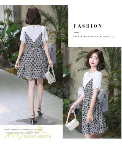 ミディアム | ワンピース レディース 重ね着風 きれいめ 半袖 ミディアムワンピース 着痩せ シフォン カジュアル 大きいサイズ 膝丈 おしゃれ サマーワンピース 可愛い 上品