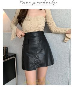 スカート | レディース PUレザー ハイウエスト ミニ丈 スリム タイト 秋 冬 ボトムス カジュアル 大人 可愛い おしゃれ お出かけ フェミニン きれいめ デイリー
