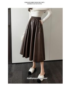 スカート | ロングレザープリーツAライン秋 冬 レディース ロング丈 着痩せ 20代 30代 40代 送料無料 50代 2022年