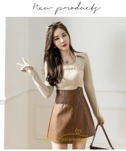 スカート | レザーレディース ミニタイト 秋 冬 PU Aライン ハイウエスト おしゃれ スリット フェイクレザー 可愛い 着痩せ オシャレ