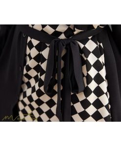 シャツワンピース | ワンピース 長袖 秋 新作 チェック柄 ゆったり 切り替え フリーサイズ ウエストリボン 体型カバー シンプル 大人 バルーンスリーブ 前開き