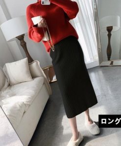 スカート | ニットタイトリブニット セクシー スリット レディース オフィス 膝丈 ミモレ丈 ロングストレッチ 柔らか シルエット 秋冬 大人