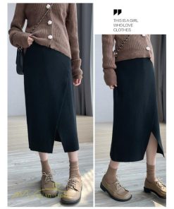 スカート | レディース マタニティウェア ロング丈 秋 冬 2022新作 妊婦服 裾口スリット 体型カバー ママ 産前 産後 ウエスト調整 マタニティきれいめ