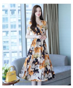 ミディアム | Aラインワンピース レディース 着痩せ 花柄 30代 40代 サマーワンピース ひざ下丈 ワンピース フレア きれいめ 大きいサイズ 上品 ポケット付き プリント 夏