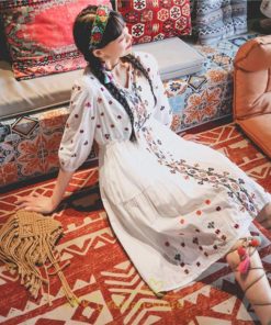 ミニ丈 | ワンピース レディース 夏 秋 ひざ上 カジュアル 大人 20代 30代 40代 50代 ママ 母 OL 謝恩会 食事会 個性的 民族風 三色展開 海外セレブ 女子会 上品