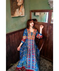 マキシ | ロングワンピース 九分袖 夏ワンピース 秋新作 Aラインワンピース マキシワンピース 刺繍 花柄 プリント 切り替え 旅行 舞台 ダンス 30代40代 可愛い ワンピース