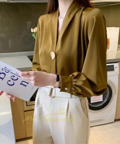 シャツ・ブラウス | ブラウス レディース 長袖ブラウス 春秋 オフィスブラウス 白vネック オシャレブラウス シフォントップス 韓国風 大人 上品 40代 ゆったりシャツ 通勤OL 50代