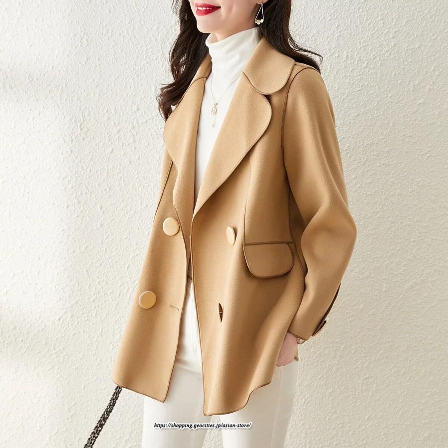 コート・ジャケット | テーラードジャケット レディース コート アウター 長袖 ミディアム丈 羽織り 春 秋 冬 無地 カジュアル ラシャ ダブルブレスト 秋 冬 あったか 通勤 通学