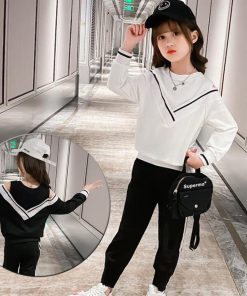 （子供）その他 | Tシャツ 長袖 肩開き おしゃれ 洋服 長ズボン オフショルダー 運動着 可愛い 女の子 子供服 セットアップ ジュニア キッズ?