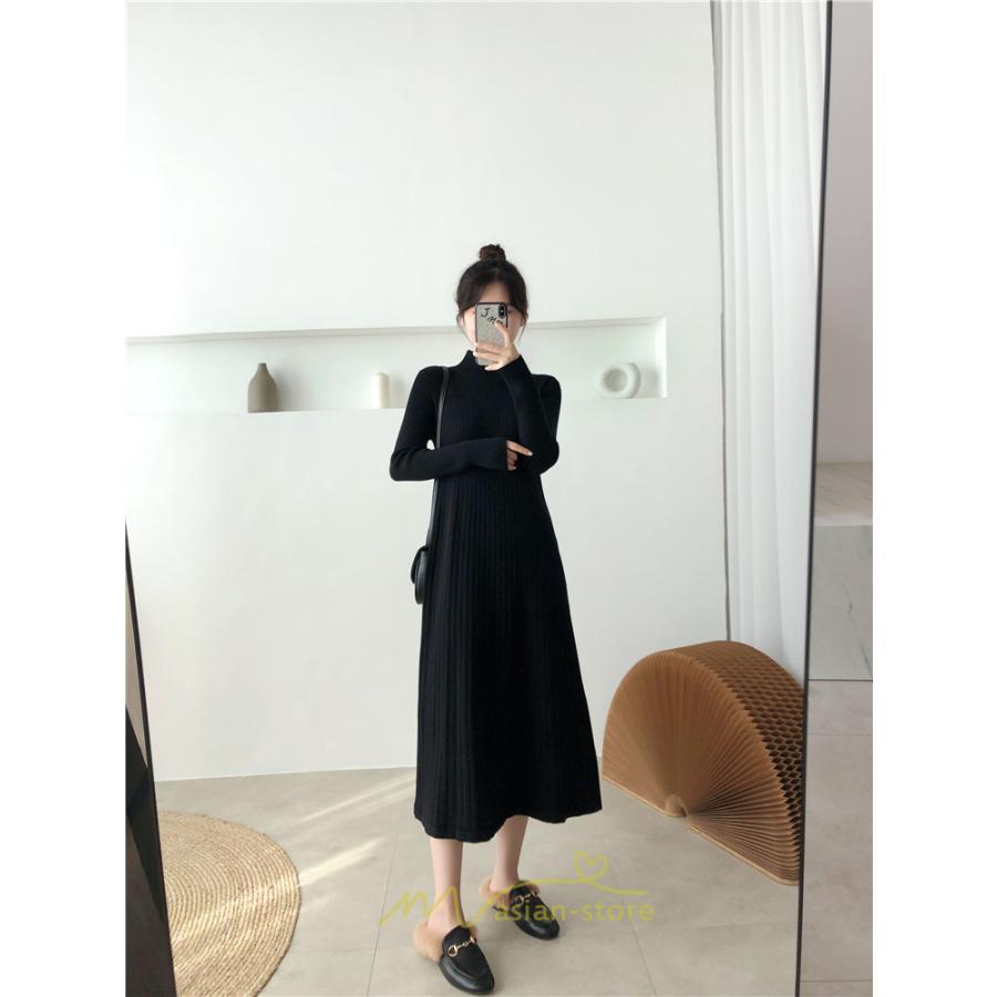 ニットワンピース | ワンピース 春 春服 レディース 長袖 ゆったり 秋 冬 ロング丈無地 20代30代40代50代 可愛い お出かけ 着痩せ 大人 通勤