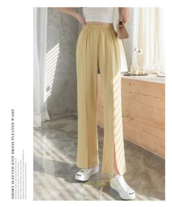 ワイドパンツ | レディース パンツ ボトムス ズボン ガウチョパンツ 体型カバー 着やせ ロングパンツ ハイウエスト 美脚 カジュアル お洒落 スリット ゆったり