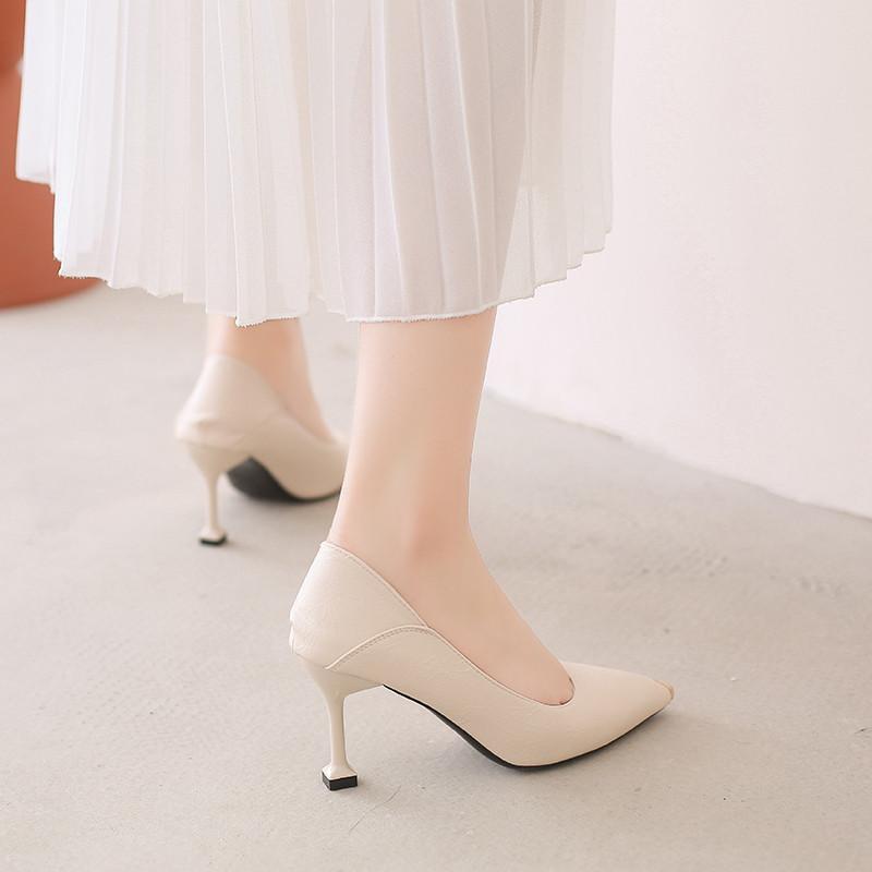 パンプス | ポインテッドトゥピンヒール 紐なし スリップオン ミドルヒール 黒 柔らか 滑り止めソール シューズ 30代40代 レディース 靴 オフィス