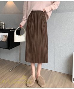 スカート | ロングレディース 無地 秋冬 コーデ カジュアル ウエストゴム きれいめ 可愛い 裾口スリット OL ビジネス 20代 30代 大人 40代 オフィス