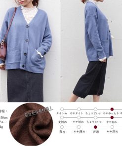 カーディガン | アウター ゆったりVネック ポケット付き 体型カバー 羽織 カーデトップス 無地 おしゃれ ニットレディース
