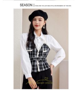 シャツ・ブラウス | ブラウス シャツ 切り替え レイヤード風 重ね着風 チェック柄 レディース 春秋  ゆったり 長袖 カジュアル 通勤 20代30代40代50代 きれいめ オシャレ