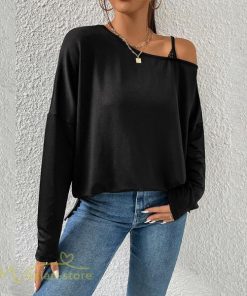 ｔシャツ・カットソー | 長袖Tシャツ レディース 秋物 フェイクTシャツ 切り替え カットソー ロングｔ 無地 肩出し ゆったり キャミソールTシャツ 長袖 Tシャツ 大きいサイズ 女性