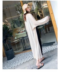 カーディガン | ロング薄手ニットレディーストップス 日焼け止め衣 UVカット 紫外線対策 長袖 前開き ゆったり 2020春夏 おしゃれ 透け感