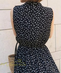 マキシ | ワンピース サマー 夏新作 ロングワンピース ドット柄 レディース 40代 50代 着痩せ 上品 ノースリーブ フレア エレガント 黒 30代 気質 白 20代