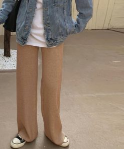 ワイドパンツ | ワイドニットパンツ 韓国風 ロングパンツ