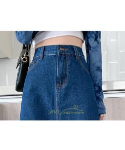 スカート | バッグゴムデニムロング秋冬 ミモレ丈 秋物 レディース 不規則裾 フロントスリット Aライン大きいサイズあり デニム スカート 6XL