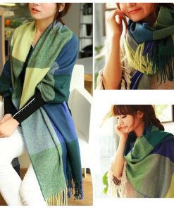 マフラー | ストール マフラー ロング スカーフ 秋冬 チェック柄 大判 ニット