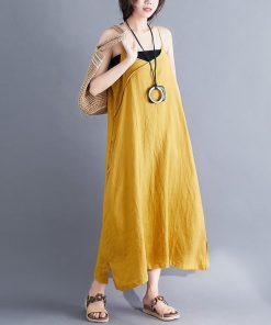 マキシ | キャミソールワンピース リネンワンピース ロングワンピース Aラインワンピース ワンピース キャミソール 大人 20代30代 無地 通学通勤 可愛い 夏秋物