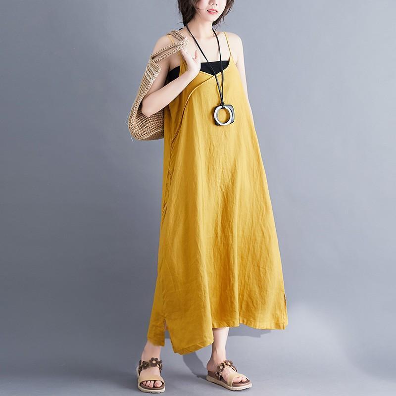マキシ | キャミソールワンピース リネンワンピース ロングワンピース Aラインワンピース ワンピース キャミソール 大人 20代30代 無地 通学通勤 可愛い 夏秋物