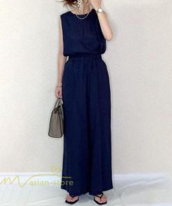 セットアップ | レディース 夏新作 無地 薄手 ワイドパンツ キャミソール ノースリーブ 薄手 上下セット ロングパンツ ガウチョパンツ ルームウェア 可愛い