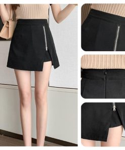 ミニスカート | ハイウエスト 大人可愛い 無地 ボトムス キュロットスカート レディース ショーパン 台形スカート スカート風