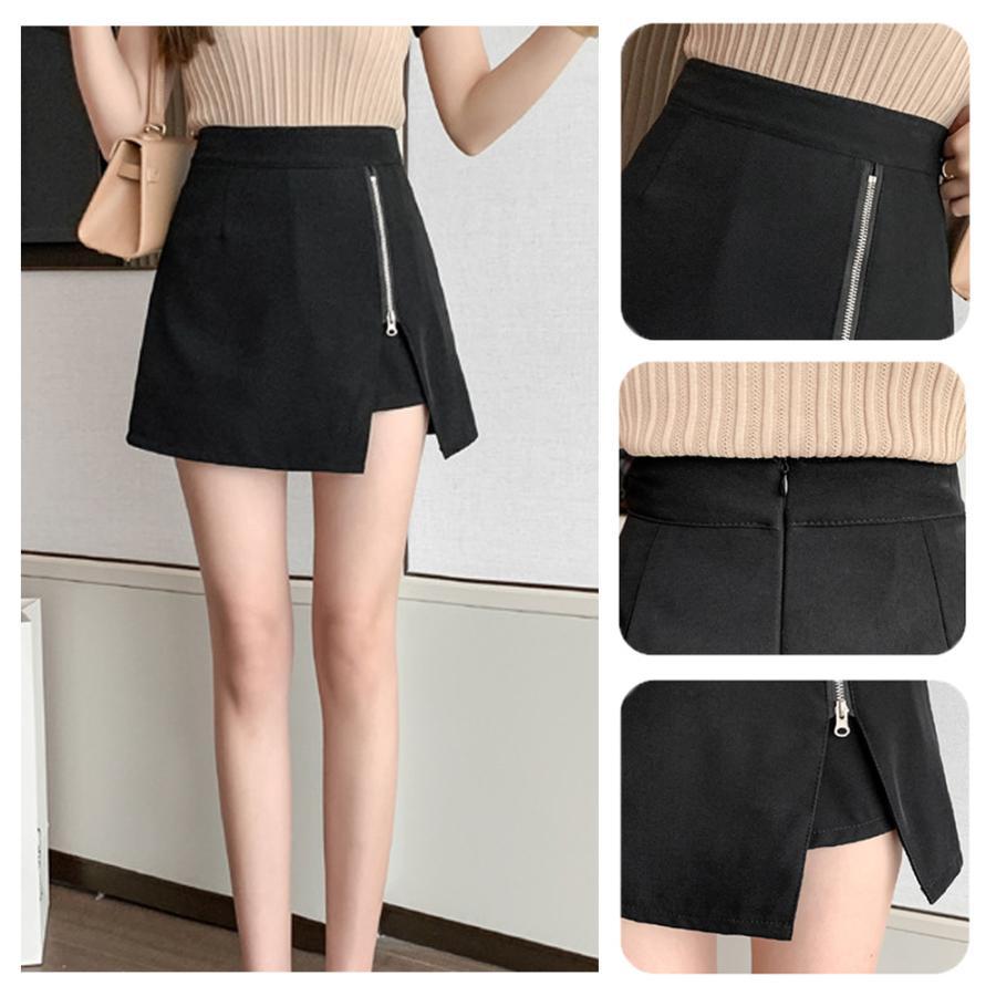 ミニスカート | ハイウエスト 大人可愛い 無地 ボトムス キュロットスカート レディース ショーパン 台形スカート スカート風