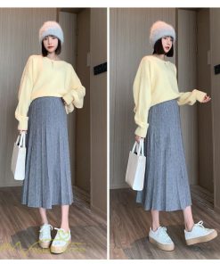 スカート | マタニティレディース ニット 秋冬 2022新作 産前産後 きれいめ 無地 ゆったり 妊婦服 マタニティウェア ハイウエスト ウエスト調整 Aライン