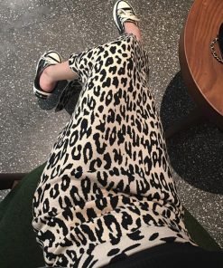 タイトスカート | カジュアル ペンシルスカート レオパード柄 ニットスカート おしゃれ ハイウエスト ヒョウ柄 スリット レディース