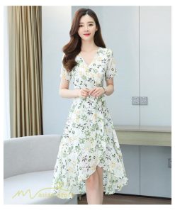 ミディアム | ワンピース レディース 40代ワンピース 花柄 きれいめ おしゃれ Vネック 膝丈 夏 新作 カジュアル 半袖 Aラインワンピース 40代 エレガント 20代 30代 きれいめ