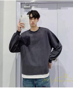Tシャツ | ロングT メンズ 長袖 秋物 フェイク 切り替え レイヤード 重ね着風 20代30代 無地 カジュアル トレーナー 通学通勤 40代50代 カットソー