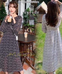 マキシ | ワンピース レディース 大人 ワンピ 花柄 夏秋 Vネック カジュアルワンピ 着やせ きれいめ ミモレ丈 カジュアル エレガント お出かけ 20代30代40代 通勤通学