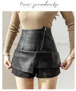 スカート | レザーレディース ミニタイト 秋 冬 PU Aライン ハイウエスト おしゃれ スリット フェイクレザー 可愛い 着痩せ オシャレ